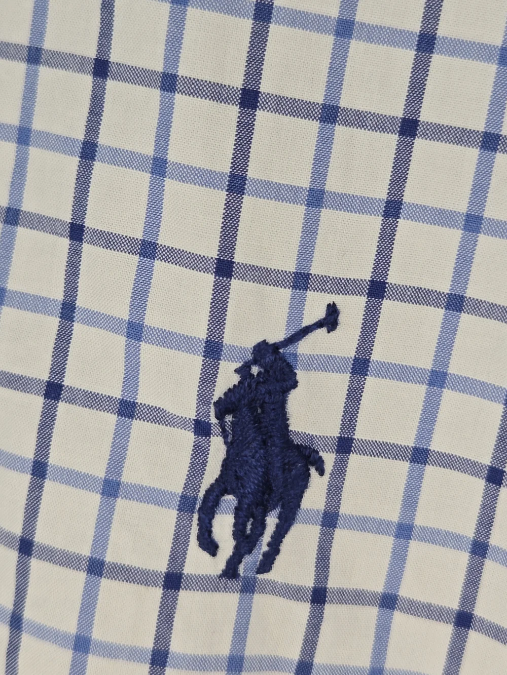Polo Ralph Lauren White Shirt with Navy Windowpane Check